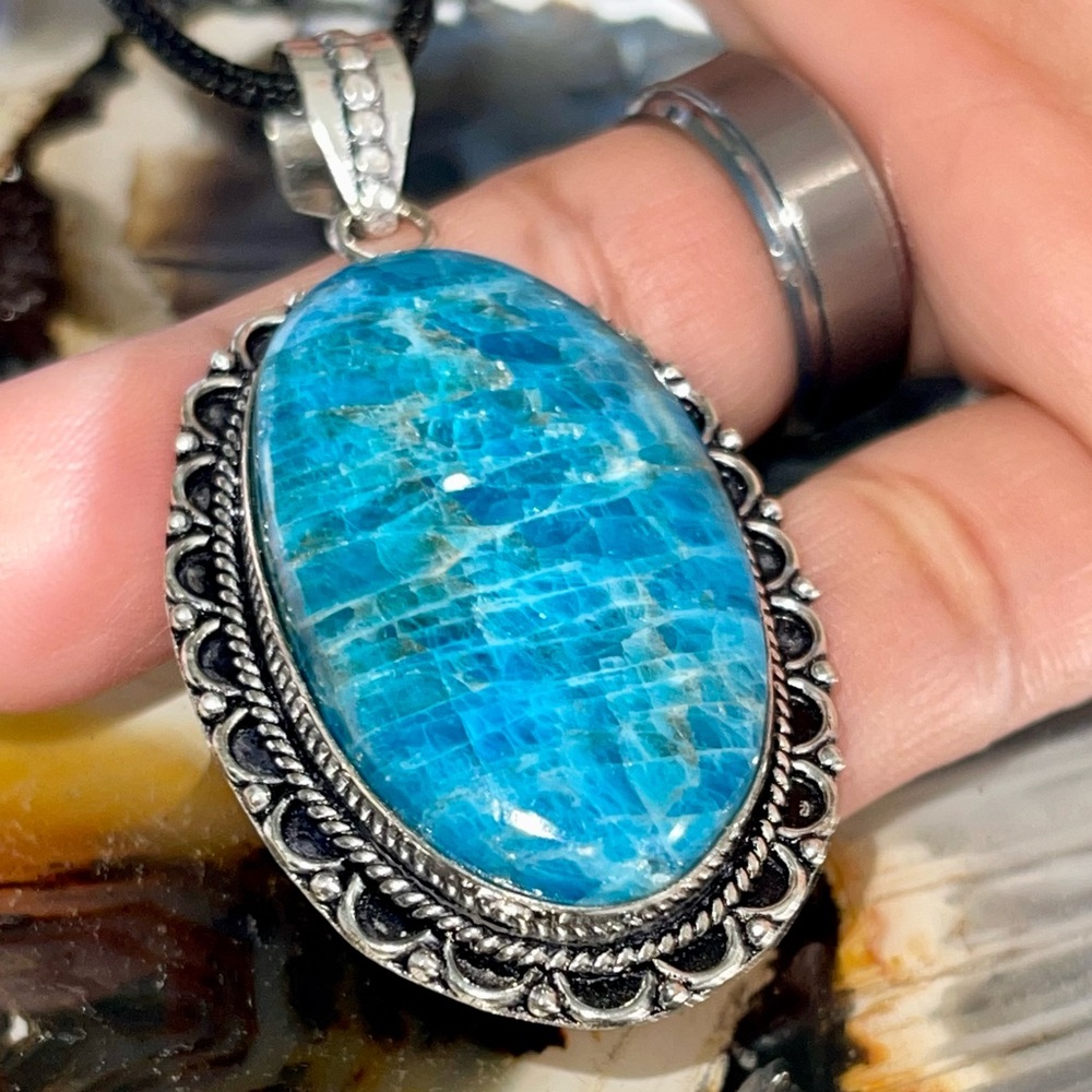 Blue Apatite Pendant 2 1/4”